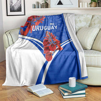 Uruguay Blanket with Erythrina Flower Illustration Blue White Nature - Wonder Print Shop