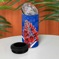 Uruguay 4 in 1 Can Cooler Tumbler with Erythrina Flower Illustration Blue White Nature - Wonder Print Shop