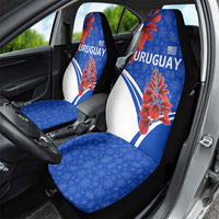 Uruguay Car Seat Cover with Erythrina Flower Illustration Blue White Nature - Wonder Print Shop