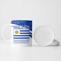 Uruguay Ceramic Mug with Erythrina Flower Illustration Blue White Nature - Wonder Print Shop