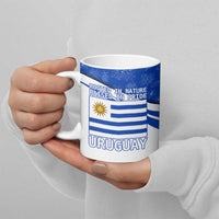Uruguay Ceramic Mug with Erythrina Flower Illustration Blue White Nature - Wonder Print Shop