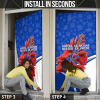 Uruguay Door Cover with Erythrina Flower Illustration Blue White Nature - Wonder Print Shop