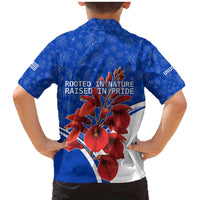 Uruguay Family Matching Mermaid Dress and Hawaiian Shirt with Erythrina Flower Illustration Blue White Nature - Wonder Print Shop