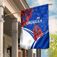 Uruguay Garden Flag with Erythrina Flower Illustration Blue White Nature - Wonder Print Shop