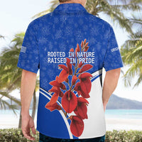 Uruguay Hawaiian Shirt with Erythrina Flower Illustration Blue White Nature - Wonder Print Shop