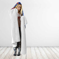 Uruguay Hooded Blanket with Erythrina Flower Illustration Blue White Nature - Wonder Print Shop