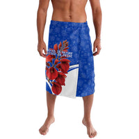 Uruguay Lavalava with Erythrina Flower Illustration Blue White Nature - Wonder Print Shop