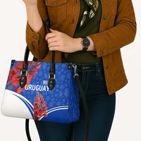 Uruguay Leather Bag with Erythrina Flower Illustration Blue White Nature - Wonder Print Shop