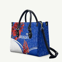 Uruguay Leather Bag with Erythrina Flower Illustration Blue White Nature - Wonder Print Shop