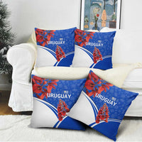 Uruguay Pillow Cover with Erythrina Flower Illustration Blue White Nature - Wonder Print Shop