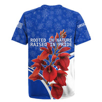 Uruguay Rugby Jersey with Erythrina Flower Illustration Blue White Nature - Wonder Print Shop
