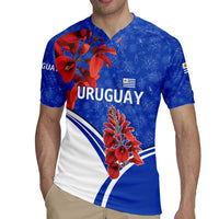 Uruguay Rugby Jersey with Erythrina Flower Illustration Blue White Nature - Wonder Print Shop