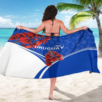 Uruguay Sarong with Erythrina Flower Illustration Blue White Nature - Wonder Print Shop