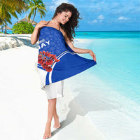 Uruguay Sarong with Erythrina Flower Illustration Blue White Nature - Wonder Print Shop