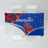 Uruguay Tablecloth with Erythrina Flower Illustration Blue White Nature - Wonder Print Shop