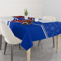 Uruguay Tablecloth with Erythrina Flower Illustration Blue White Nature - Wonder Print Shop