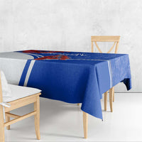 Uruguay Tablecloth with Erythrina Flower Illustration Blue White Nature - Wonder Print Shop