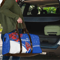 Uruguay Travel Bag with Erythrina Flower Illustration Blue White Nature - Wonder Print Shop