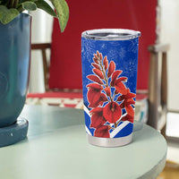 Uruguay Tumbler Cup with Erythrina Flower Illustration Blue White Nature - Wonder Print Shop