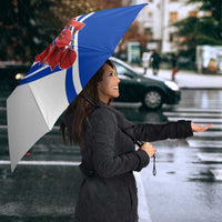 Uruguay Umbrella with Erythrina Flower Illustration Blue White Nature - Wonder Print Shop