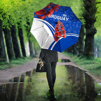 Uruguay Umbrella with Erythrina Flower Illustration Blue White Nature - Wonder Print Shop