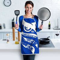 Uruguay Apron with Owl Illustration Blue White Abstract Motion Design - Wonder Print Shop
