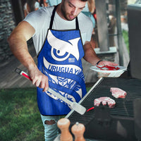 Uruguay Apron with Owl Illustration Blue White Abstract Motion Design - Wonder Print Shop