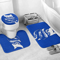 Uruguay Bathroom Set with Owl Illustration Blue White Abstract Motion Design - Wonder Print Shop