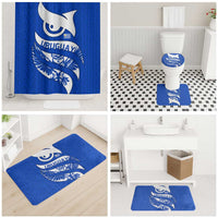 Uruguay Bathroom Set with Owl Illustration Blue White Abstract Motion Design - Wonder Print Shop