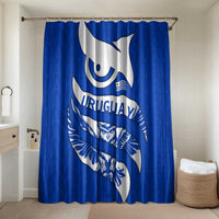 Uruguay Bathroom Set with Owl Illustration Blue White Abstract Motion Design - Wonder Print Shop