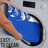 Uruguay Bathroom Set with Owl Illustration Blue White Abstract Motion Design - Wonder Print Shop