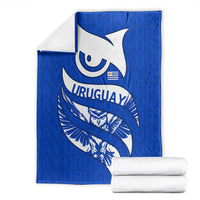 Uruguay Blanket with Owl Illustration Blue White Abstract Motion Design - Wonder Print Shop