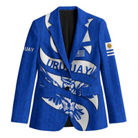 Uruguay Blazer with Owl Illustration Blue White Abstract Motion Design - Wonder Print Shop