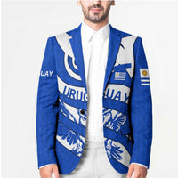 Uruguay Blazer with Owl Illustration Blue White Abstract Motion Design - Wonder Print Shop