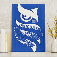 Uruguay Canvas Wall Art with Owl Illustration Blue White Abstract Motion Design - Wonder Print Shop