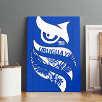 Uruguay Canvas Wall Art with Owl Illustration Blue White Abstract Motion Design - Wonder Print Shop