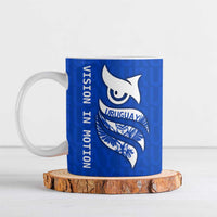 Uruguay Ceramic Mug with Owl Illustration Blue White Abstract Motion Design - Wonder Print Shop