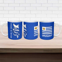 Uruguay Ceramic Mug with Owl Illustration Blue White Abstract Motion Design - Wonder Print Shop