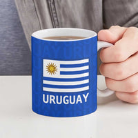 Uruguay Ceramic Mug with Owl Illustration Blue White Abstract Motion Design - Wonder Print Shop