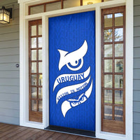 Uruguay Door Cover with Owl Illustration Blue White Abstract Motion Design - Wonder Print Shop