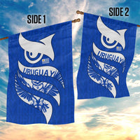 Uruguay Garden Flag with Owl Illustration Blue White Abstract Motion Design - Wonder Print Shop