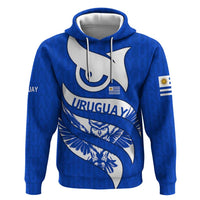 Uruguay Hoodie with Owl Illustration Blue White Abstract Motion Design - Wonder Print Shop