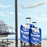 Uruguay Luggage Cover with Owl Illustration Blue White Abstract Motion Design - Wonder Print Shop