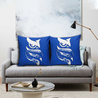 Uruguay Pillow Cover with Owl Illustration Blue White Abstract Motion Design - Wonder Print Shop