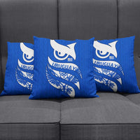 Uruguay Pillow Cover with Owl Illustration Blue White Abstract Motion Design - Wonder Print Shop