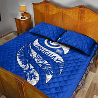 Uruguay Quilt Bed Set with Owl Illustration Blue White Abstract Motion Design - Wonder Print Shop