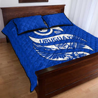 Uruguay Quilt Bed Set with Owl Illustration Blue White Abstract Motion Design - Wonder Print Shop