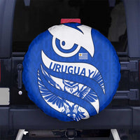 Uruguay Spare Tire Cover with Owl Illustration Blue White Abstract Motion Design - Wonder Print Shop