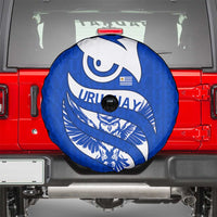 Uruguay Spare Tire Cover with Owl Illustration Blue White Abstract Motion Design - Wonder Print Shop