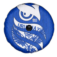 Uruguay Spare Tire Cover with Owl Illustration Blue White Abstract Motion Design - Wonder Print Shop